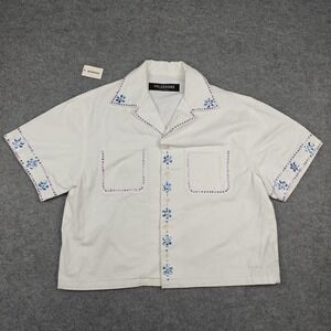 Valabasas Shirt Mens Medium‎ White Rhinestone Short Sleeve Button Up Casual